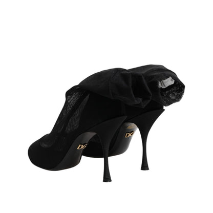 Dolce & Gabbana Black Silk Stretch Mesh Sock Boots Shoes