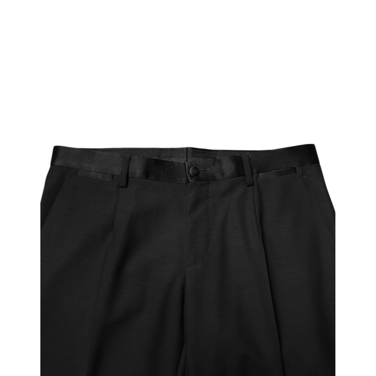 Dolce & Gabbana Black Wool Tapered Formal Men Dress Pants