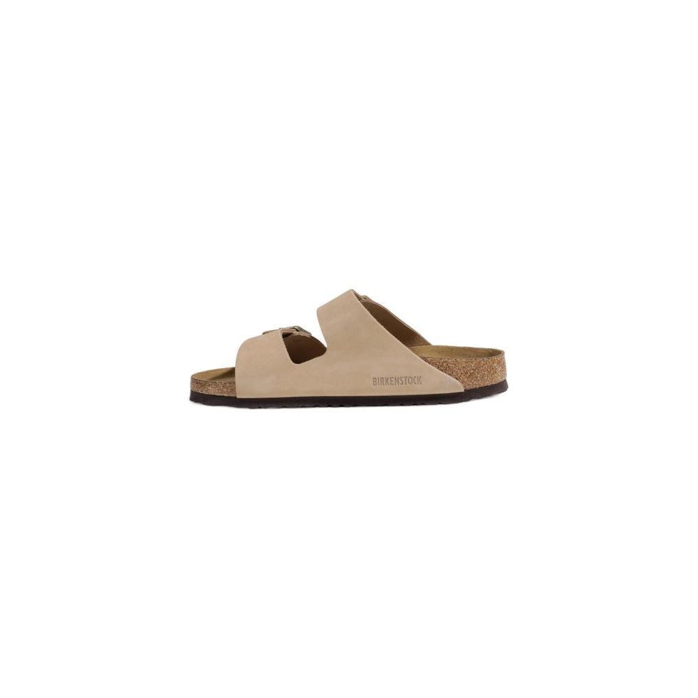 Birkenstock Beige Nubuc Leather Slippers - women's sandal with adjustable straps and cork footbed for comfort and style.