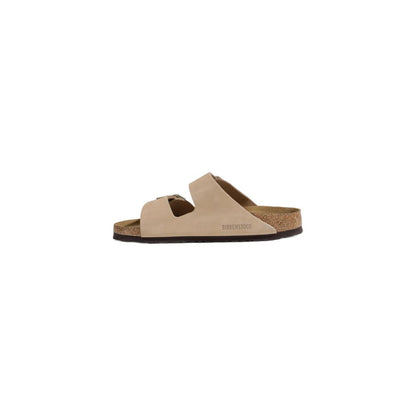Birkenstock Beige Nubuc Leather Slippers - women's sandal with adjustable straps and cork footbed for comfort and style.