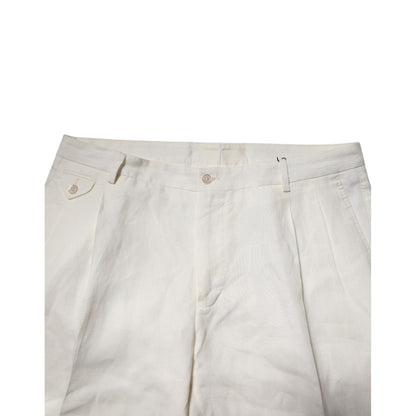Dolce & Gabbana Cream Linen Dress Slim Formal Trouser Pants