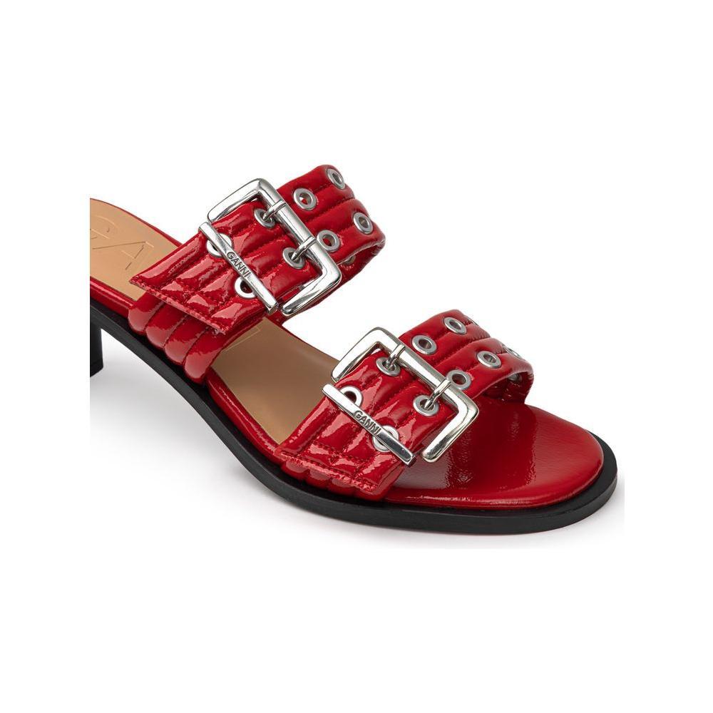 Ganni Red Leather Sandal