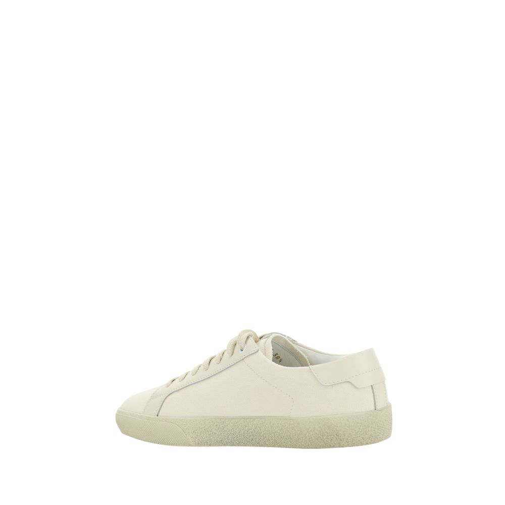 Saint Laurent White Rubber Low Top Sneakers with round toe,