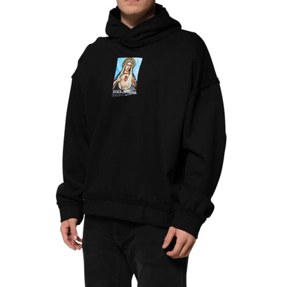 Dolce & Gabbana Black Printed Hoodie Crystal Embellished Jacket