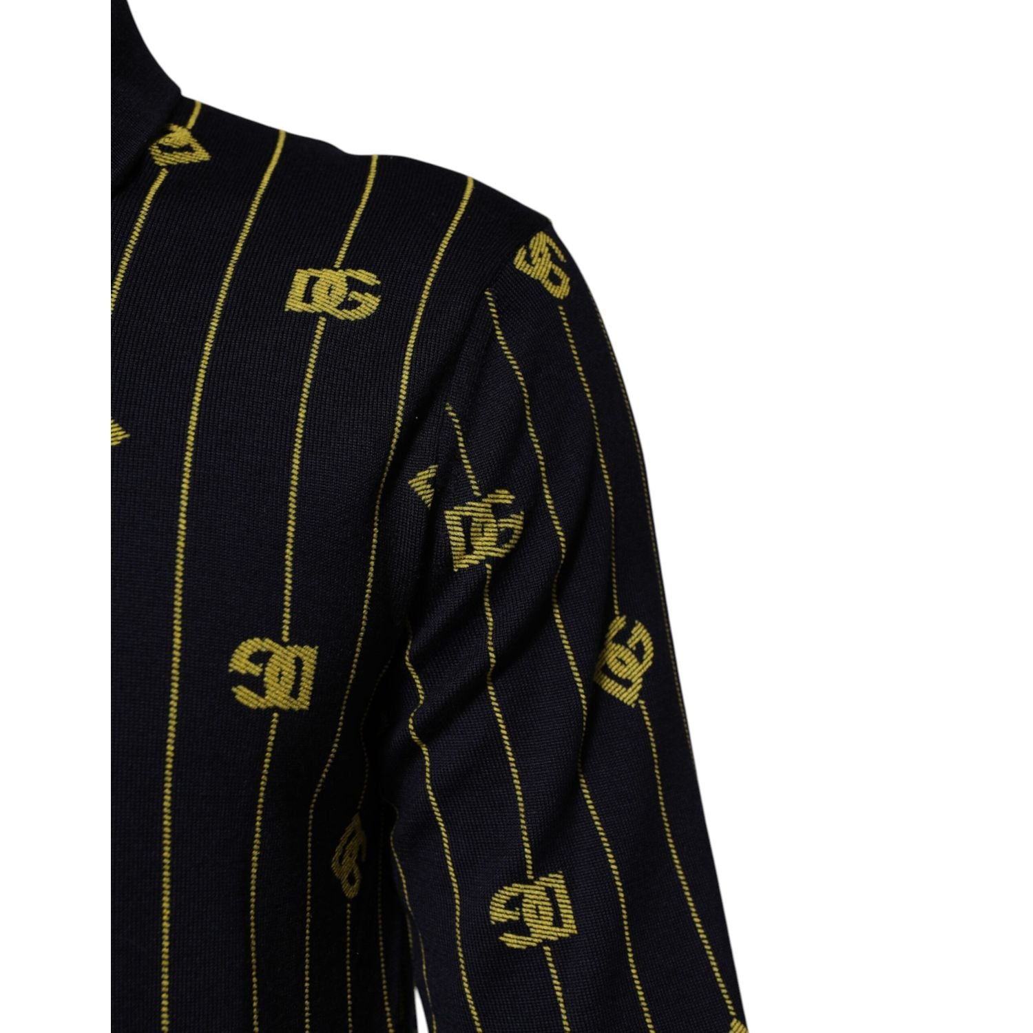 Dolce & Gabbana Black Logo Jacquard Knitted Polo Shirt T-shirt