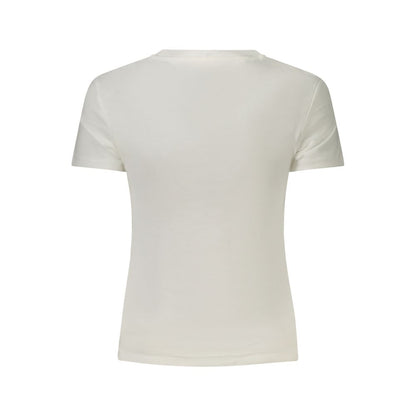 Back view of Tommy Hilfiger White Cotton Women T-Shirt with short sleeves and classic crew neck.