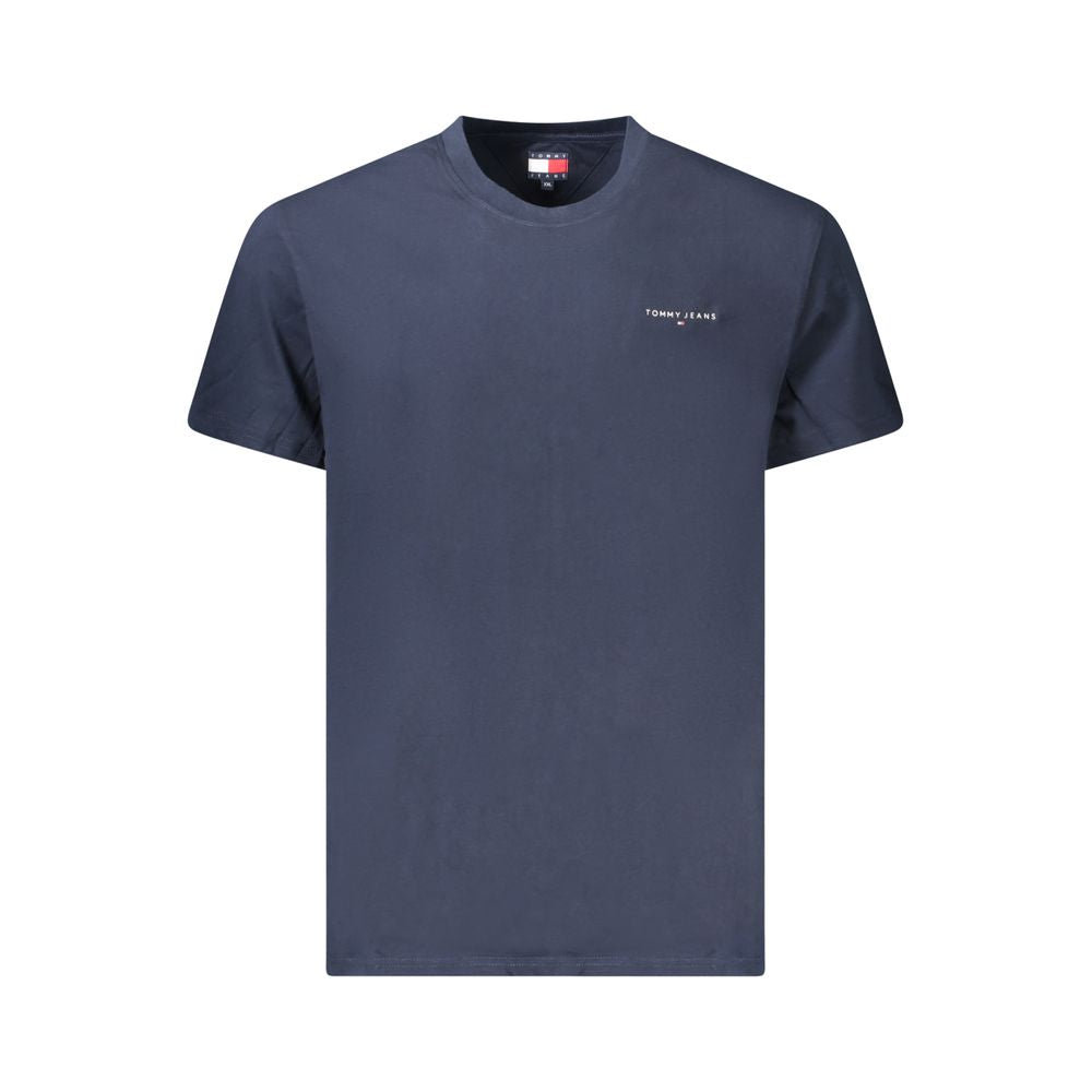 Tommy Hilfiger Blue Cotton Men T-Shirt with logo, classic style, made of regenerative cotton, eco-friendly fashion