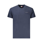 Tommy Hilfiger Blue Cotton Men T-Shirt with logo, classic style, made of regenerative cotton, eco-friendly fashion