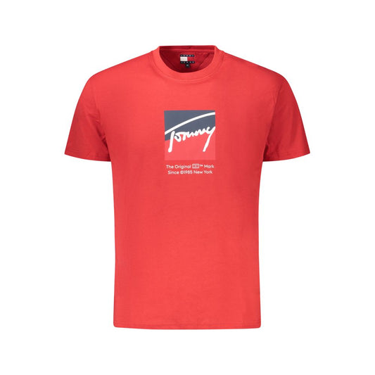 Tommy Hilfiger Red Cotton Men T-Shirt with bold logo and sustainable design