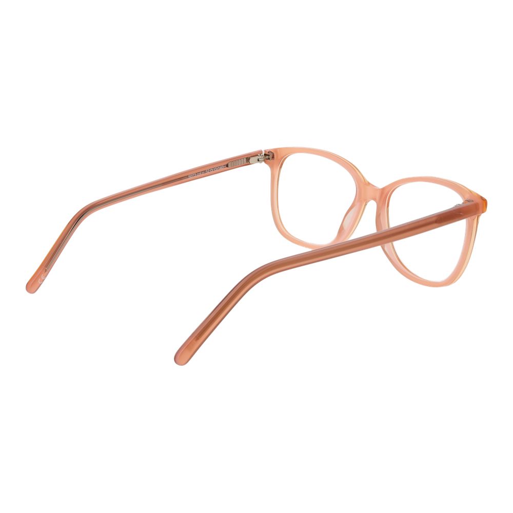 Andy Wolf Pink Unisex Glasses Frame in rose acetate, full-rim style, with demo lenses, shown from side angle.