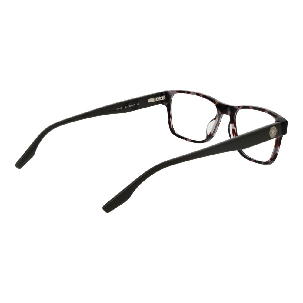 Converse Green Men Glasses Frame in full-rim acetate with demo lenses, size 53-17-145, rectangular style, no spring hinge, branded case included.