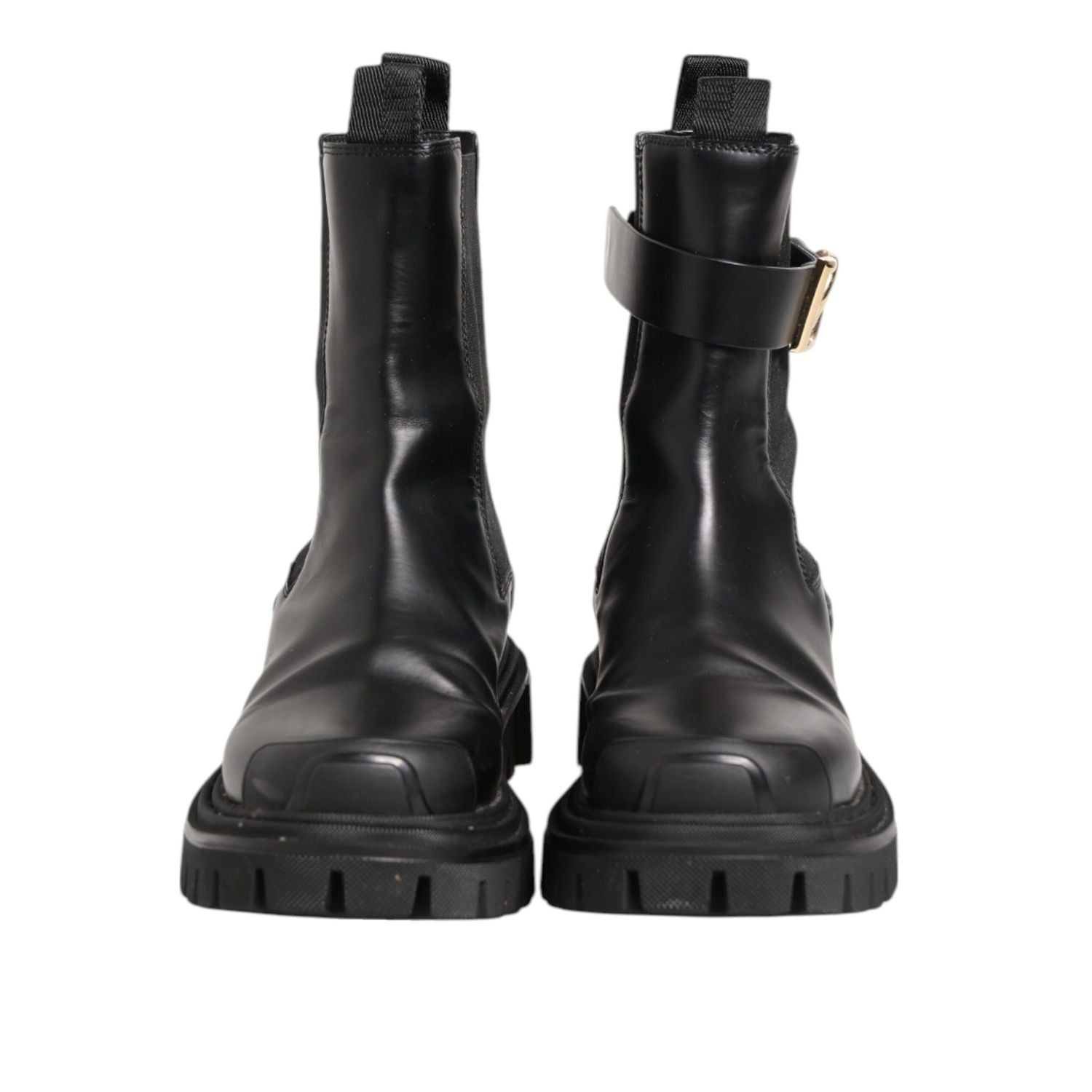Dolce & Gabbana Black Gold DG Logo Trekking Calf Boots Shoes