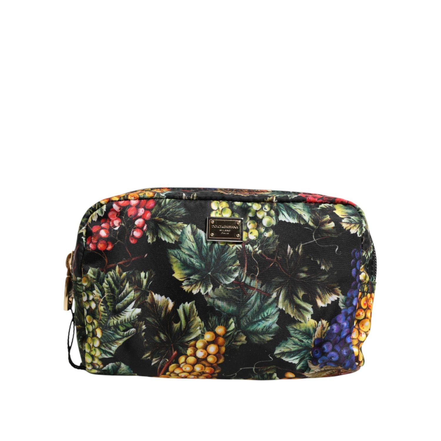 Dolce & Gabbana Multicolor Grape Print Clutch Logo Plaque Pouch Bag
