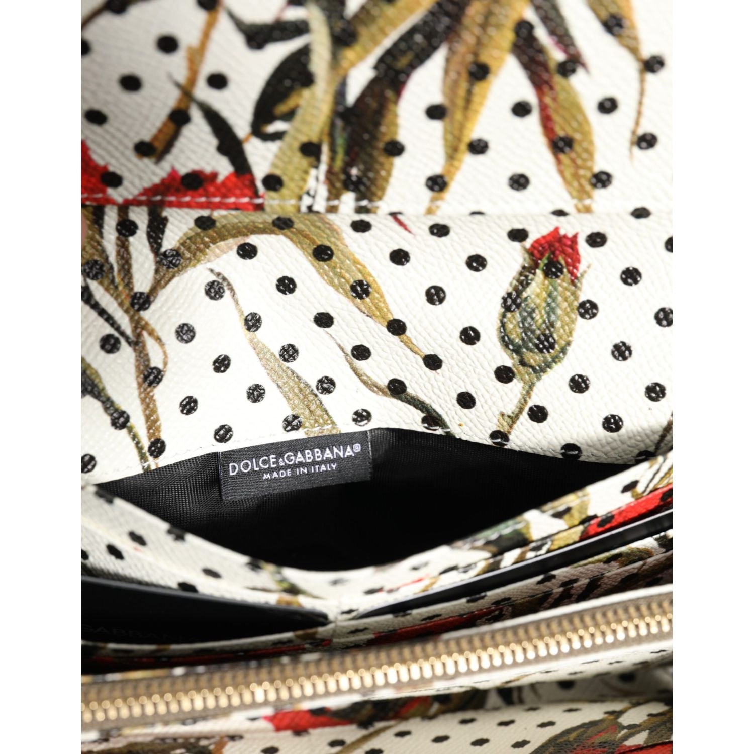 Dolce & Gabbana Black Leather Trifold Logo Plaque Card Holder Wallet