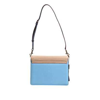 Dolce & Gabbana Blue Beige Exotic Leather LUCIA Crossbody Bag