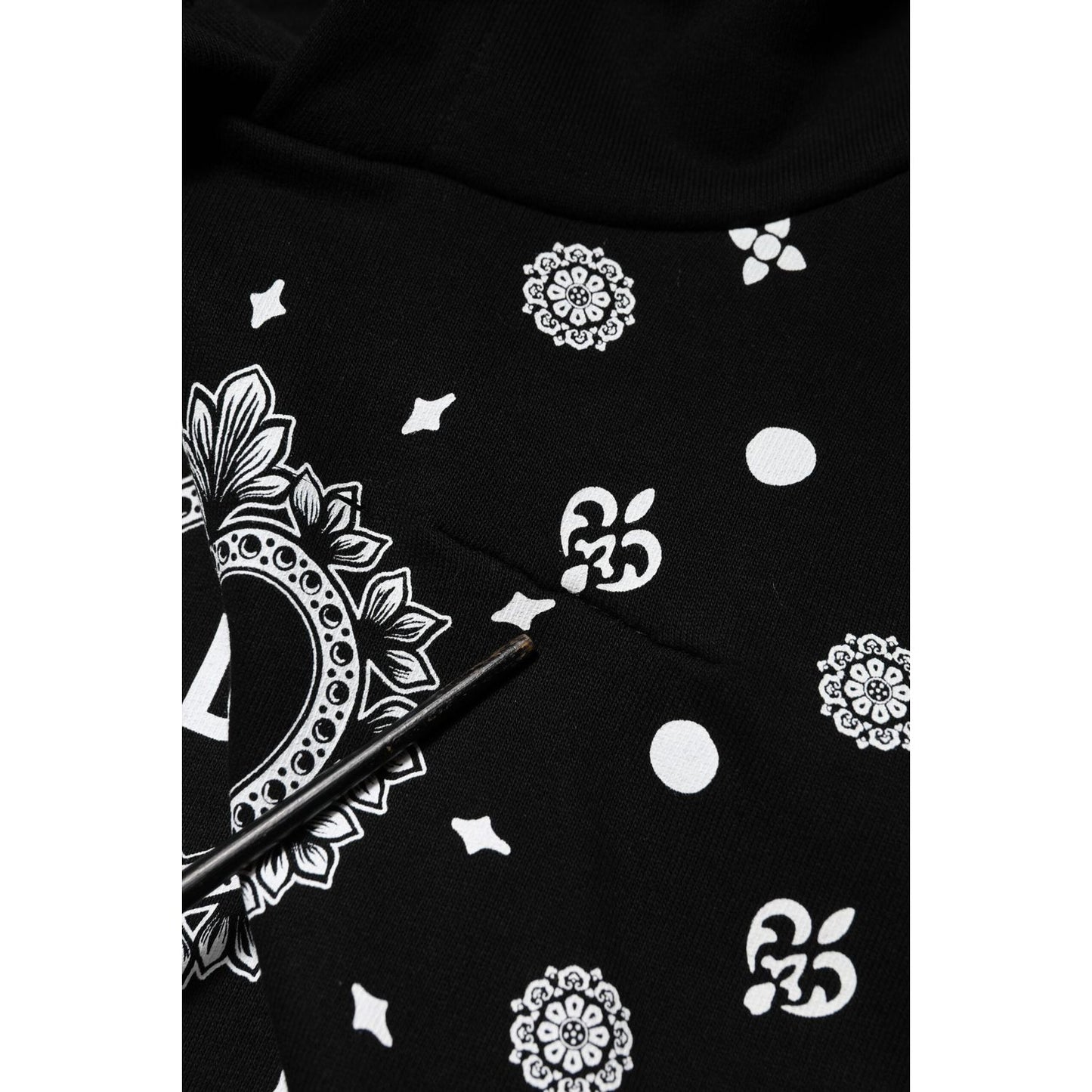 Dolce & Gabbana Black Bandana Hooded Men Sweatshirt Sweater