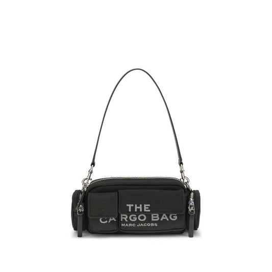 Marc Jacobs Black Canvas Shoulder Bag with exterior pockets and interchangeable straps. Stylish and functional design for AW25 season.