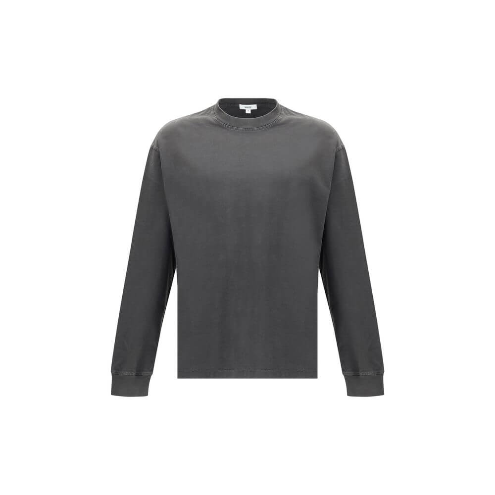 Agolde Gray Cotton Long Sleeve T-Shirt with ribbed crew neck and elasticized cuffs, made of soft jersey. Perfect for a casual, refined look.