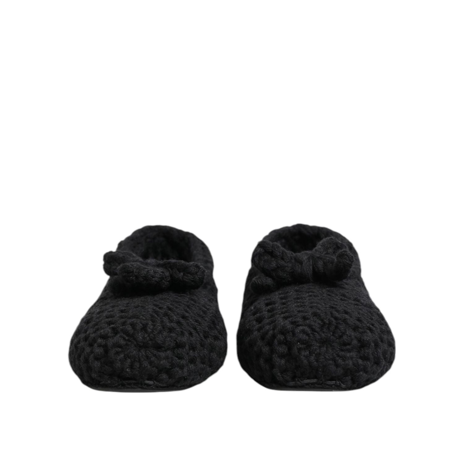 Dolce & Gabbana Black Wool Knit Slip On Ballerina Flats Shoes