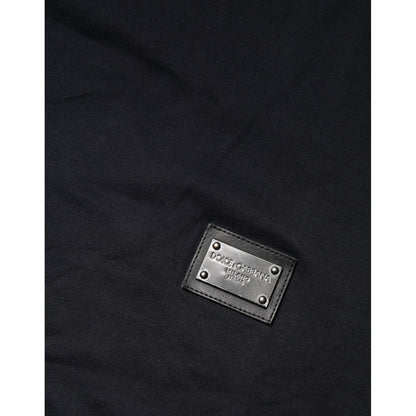 Dolce & Gabbana Dark Blue Logo Plaque Cotton Crewneck T-shirt