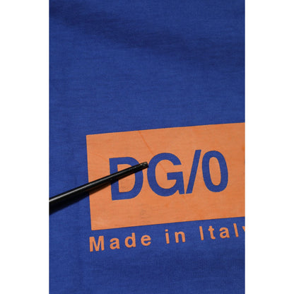 Dolce & Gabbana Blue Logo Graphic Cotton Crew Neck T-shirt