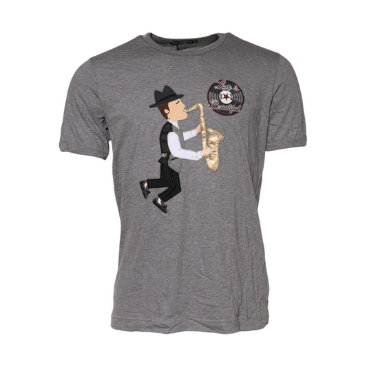 Dolce & Gabbana Gray #DGFamily Cotton Crew Neck T-shirt TSH91054-52
