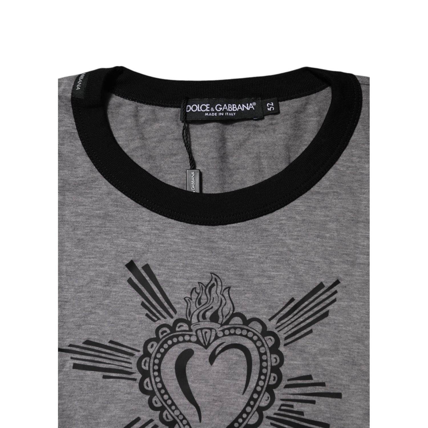 Dolce & Gabbana Gray Sacred Heart Cotton Crew Neck T-shirt