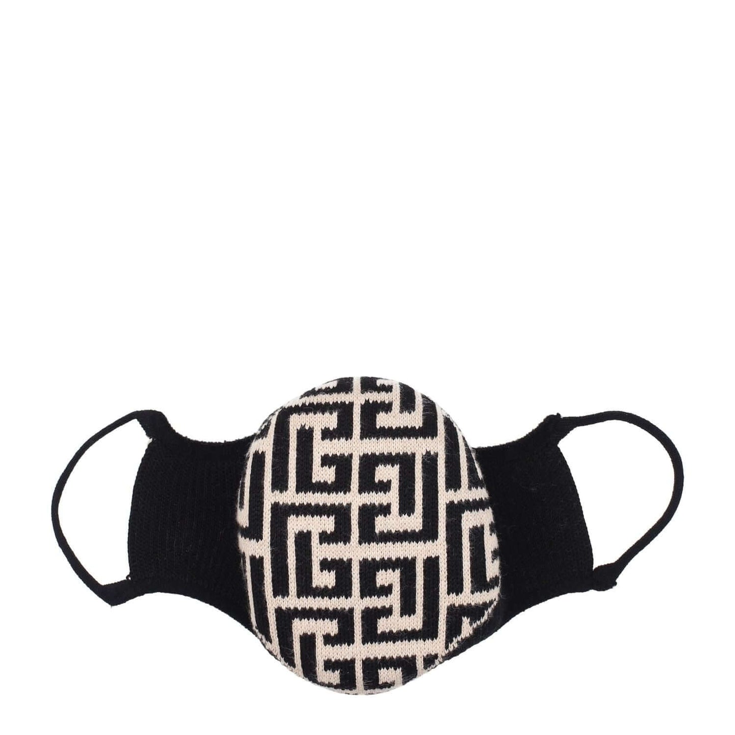 Balmain Beige Cotton Facemask with black pattern, made of 74% cotton, designed for casual style. MPN XD001K265EDK.