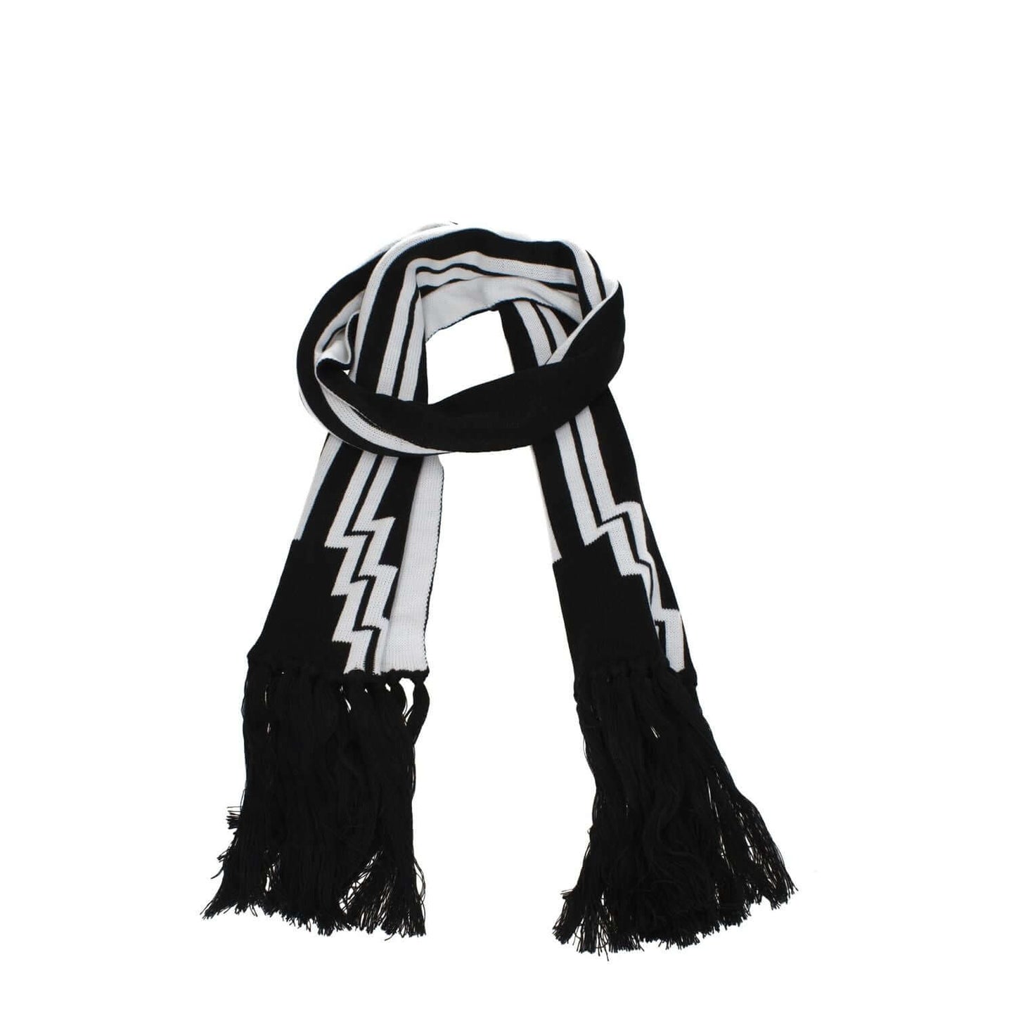 Marcelo Burlon Black Marabou Scarf with fringes and front logo, acrylic material, casual style, measuring 30×190 cm, black and white.