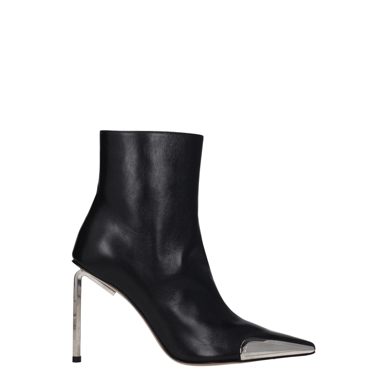 Off-White Black Leather Ankle Boots