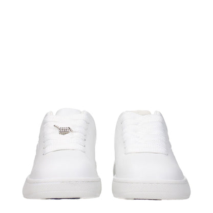 Burberry White Leather Low Top Sneakers