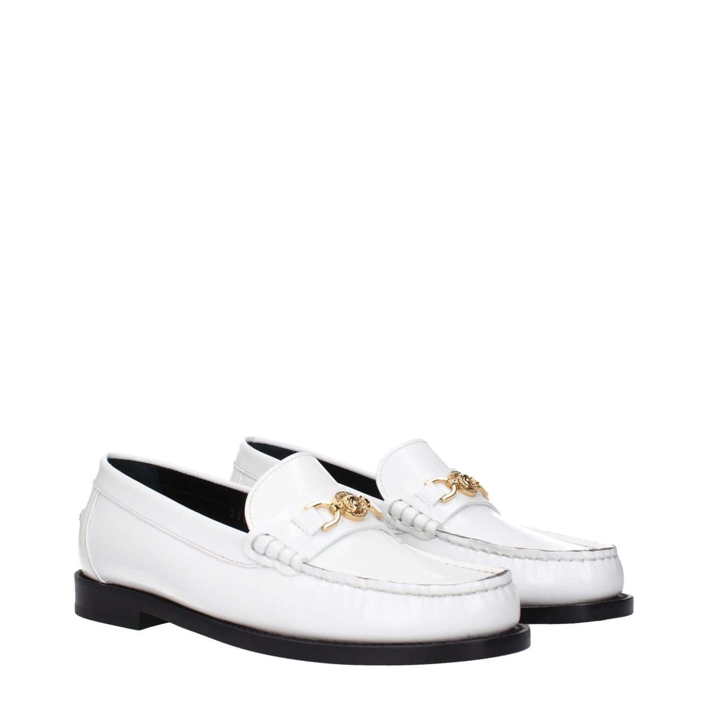 Versace White Leather Slip-On Loafers