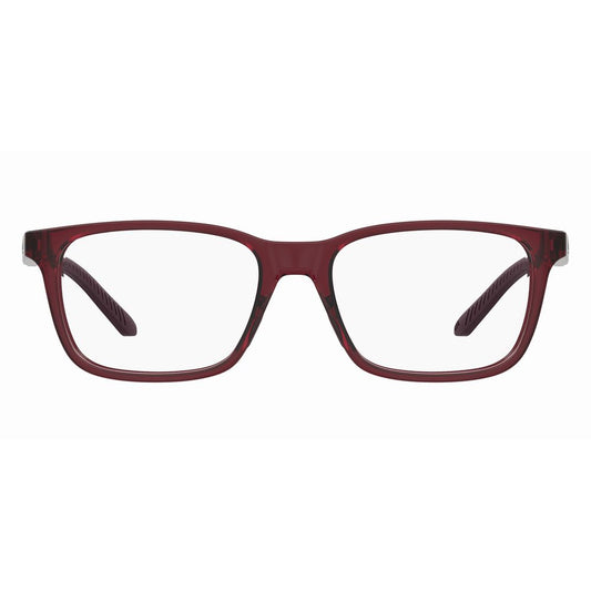 Under Armour Transparent Resin Frames with red square design, ideal for women. Lens/Bridge/Temple: 54/17/140mm.