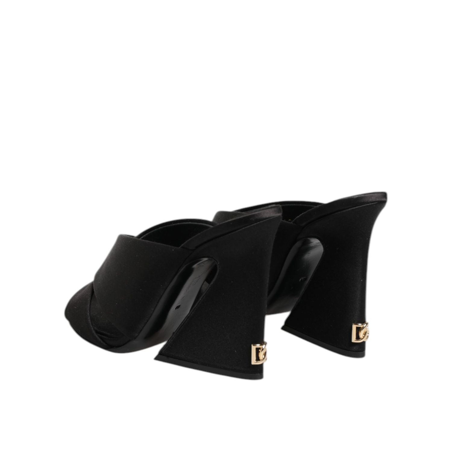 Dolce & Gabbana Black Logo KEIRA Satin Slides Sandals Shoes