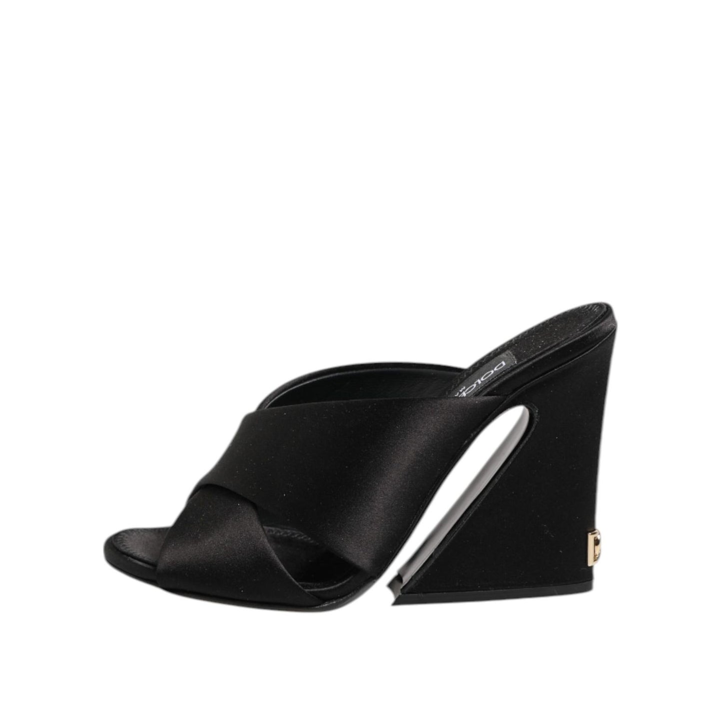 Dolce & Gabbana Black Logo KEIRA Satin Slides Sandals Shoes