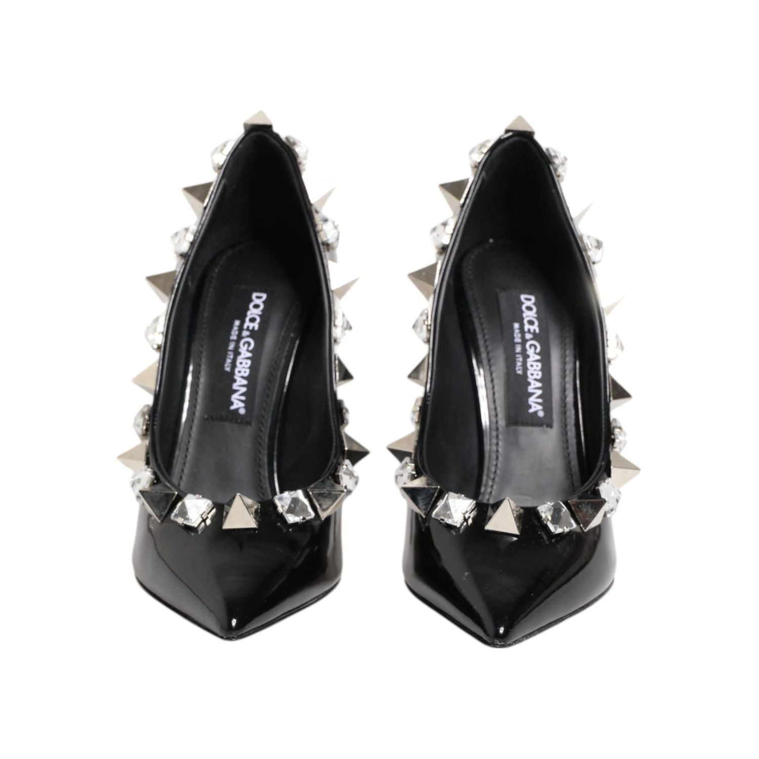 Dolce & Gabbana Black Crystals Studs Stiletto Pumps Shoes