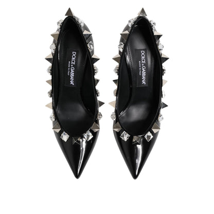 Dolce & Gabbana Black Crystals Studs Stiletto Pumps Shoes