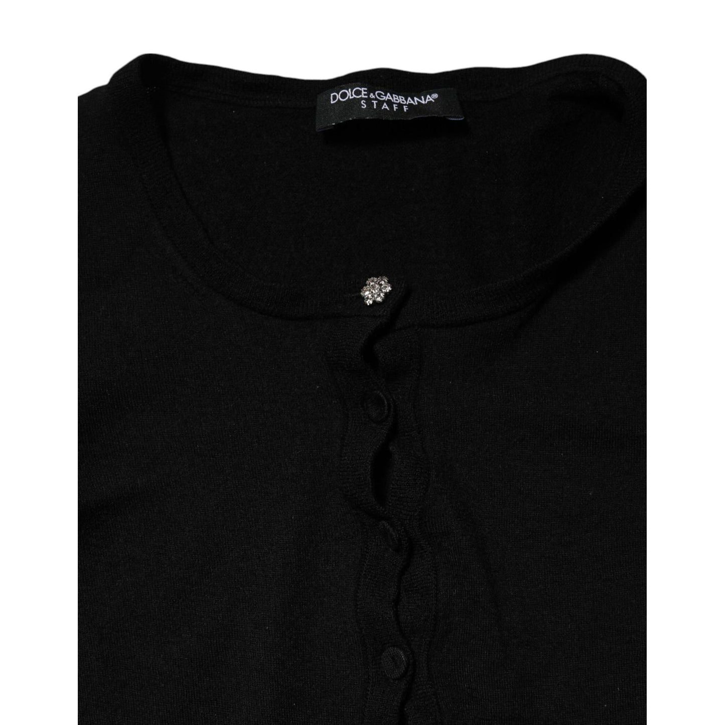Dolce & Gabbana Black STAFF Round Neck Cardigan Sweater