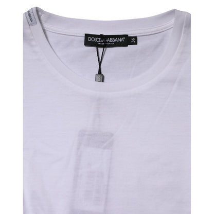Dolce & Gabbana White Cotton Crew Neck Short Sleeves T-shirt