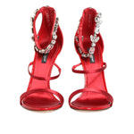 Dolce & Gabbana Red Satin Crystals Keira Sandals Heels Shoes LA12905-37.5
