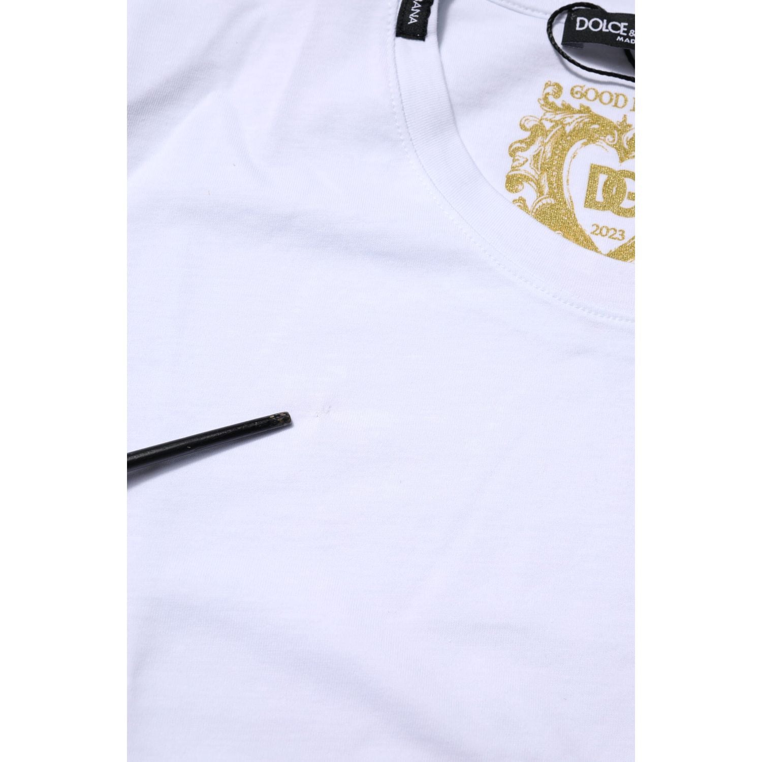 Dolce & Gabbana White Cotton Goodluck 2023 Crew Neck T-shirt
