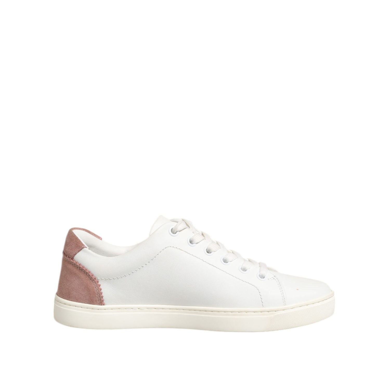 Dolce & Gabbana White Pink Leather Low Top Sneakers Shoes