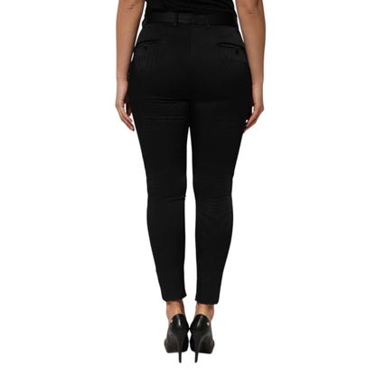 Dolce & Gabbana Black Acetate HighWaist Tapered Trouser Pants