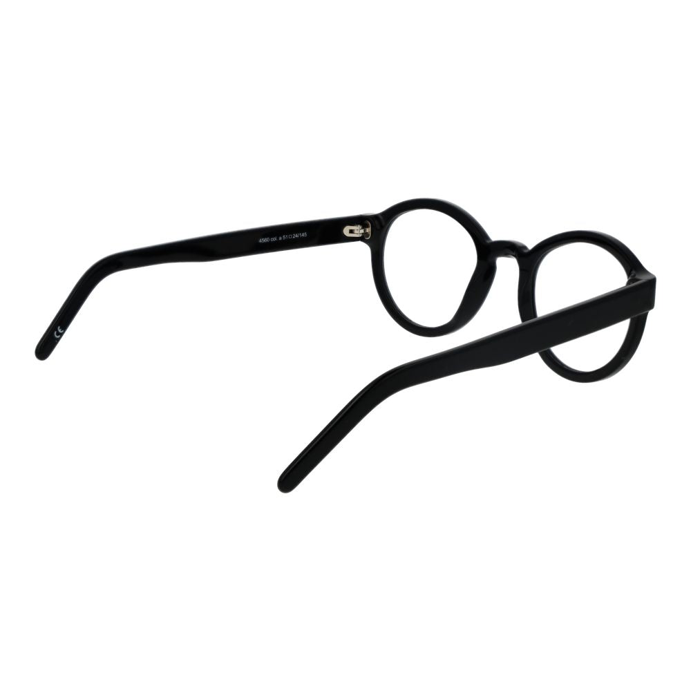 Side view of Andy Wolf Black Unisex Glasses Frame with full-rim round acetate design in black color.