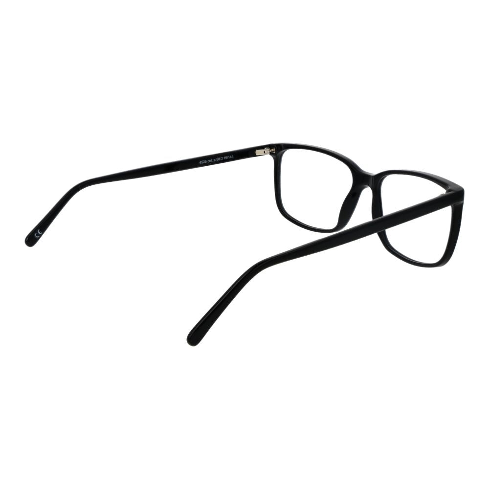 Side view of Andy Wolf Black Unisex Glasses Frame in acetate with full-rim rectangle style, size 58-15-145.