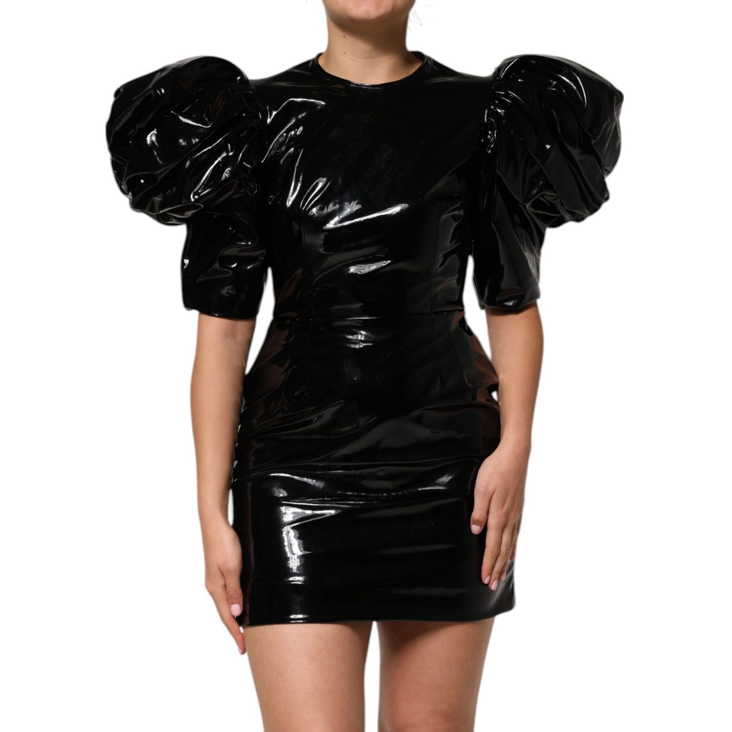 Dolce & Gabbana Black Bodycon Sheath Puff Sleeve Mini Dress