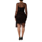Dolce & Gabbana Black Lace Trim Long Sleeve Sheath Mini Dress