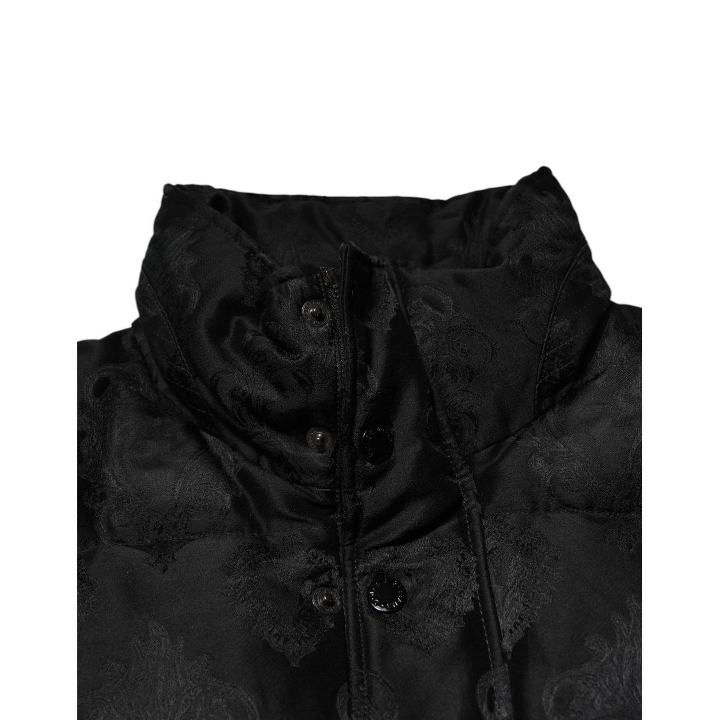 Dolce & Gabbana Black Jacquard Quilted Puffer Bomber Jacket