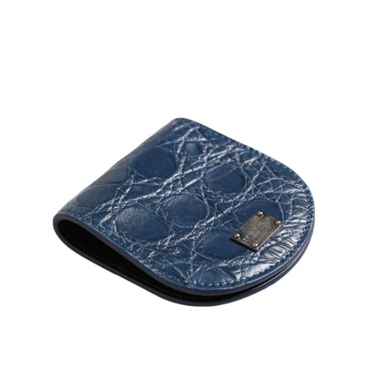 Dolce & Gabbana Blue Exotic Skin Coin Condom Case Holder Pocket Wallet