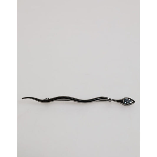 Dolce & Gabbana Black Brass Crystal Spilla Serpente Mens Brooch Pin
